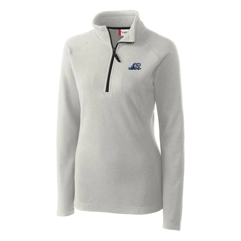 Women's Cutter & Buck Silver West Michigan Whitecaps Clique Summit Performance Fleece Half-Zip Pullover Jacket