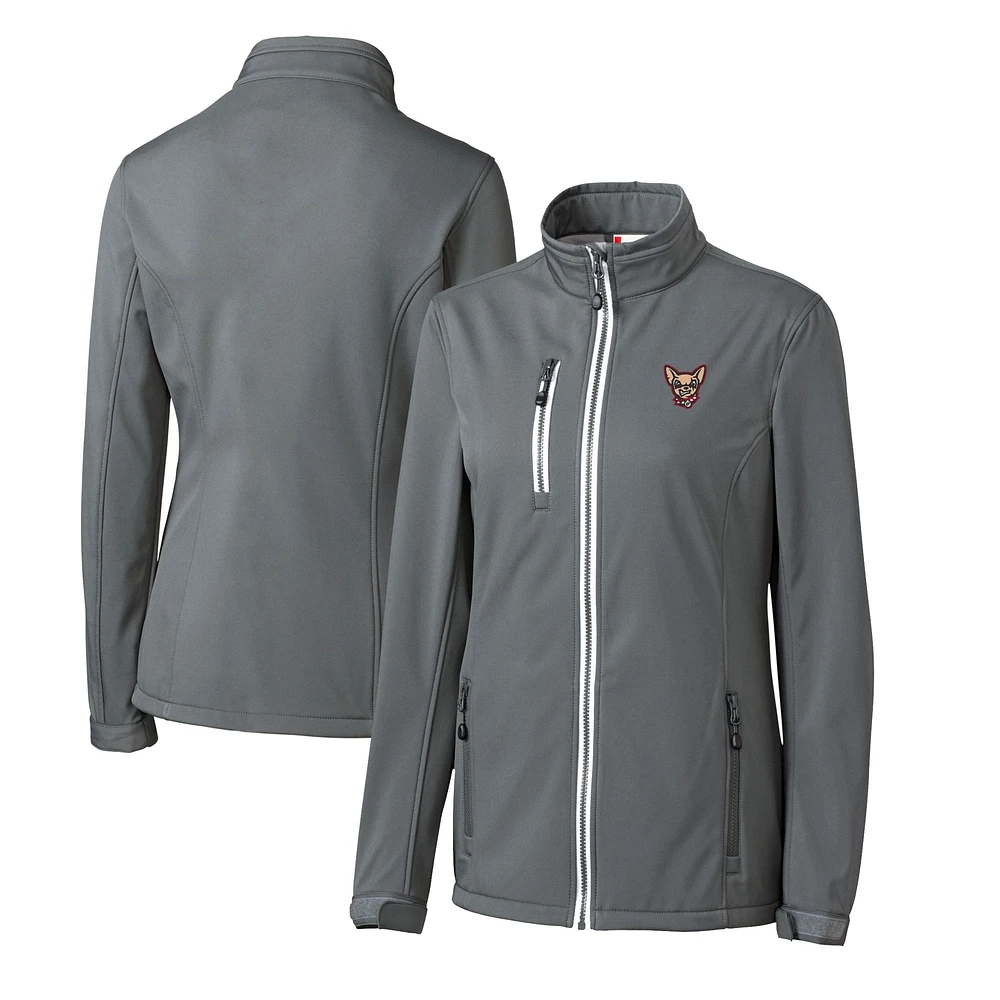 Women's Cutter & Buck Steel El Paso Chihuahuas Clique Telemark Eco Stretch Softshell Full-Zip Jacket