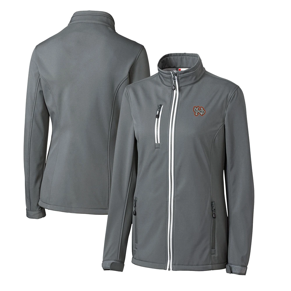 Women's Cutter & Buck Steel Norfolk Tides Clique Telemark Eco Stretch Softshell Full-Zip Jacket
