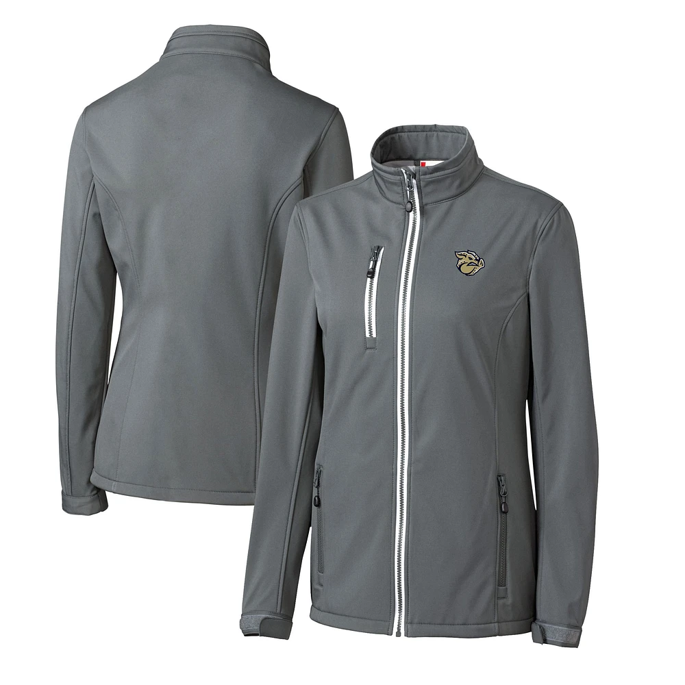 Women's Cutter & Buck Steel Lehigh Valley IronPigs Clique Telemark Eco Stretch Softshell Full-Zip Jacket