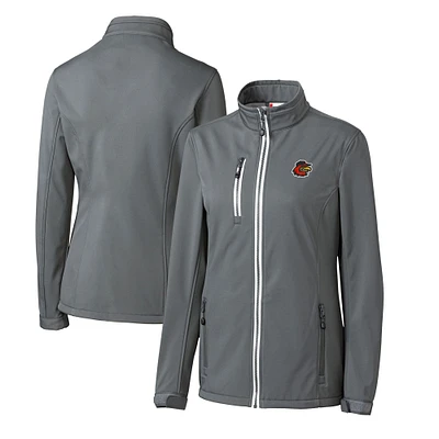 Women's Cutter & Buck Steel Rochester Red Wings Clique Telemark Eco Stretch Softshell Full-Zip Jacket