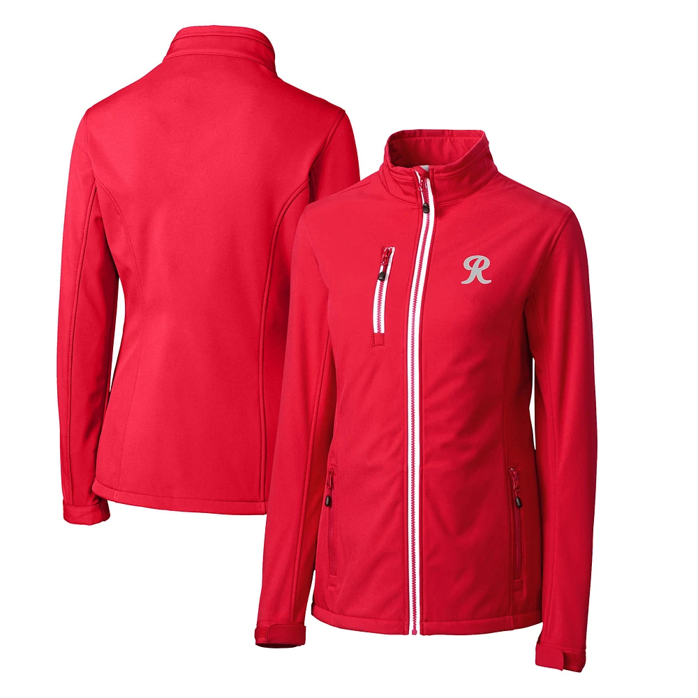 Women's Cutter & Buck Red Tacoma Rainiers Clique Telemark Eco Stretch Softshell Full-Zip Jacket