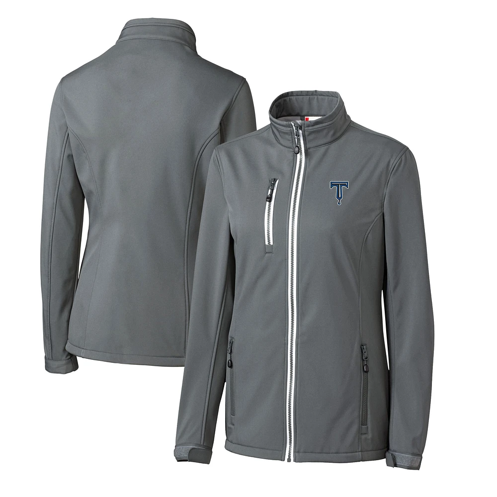 Women's Cutter & Buck Steel Tulsa Drillers Clique Telemark Eco Stretch Softshell Full-Zip Jacket