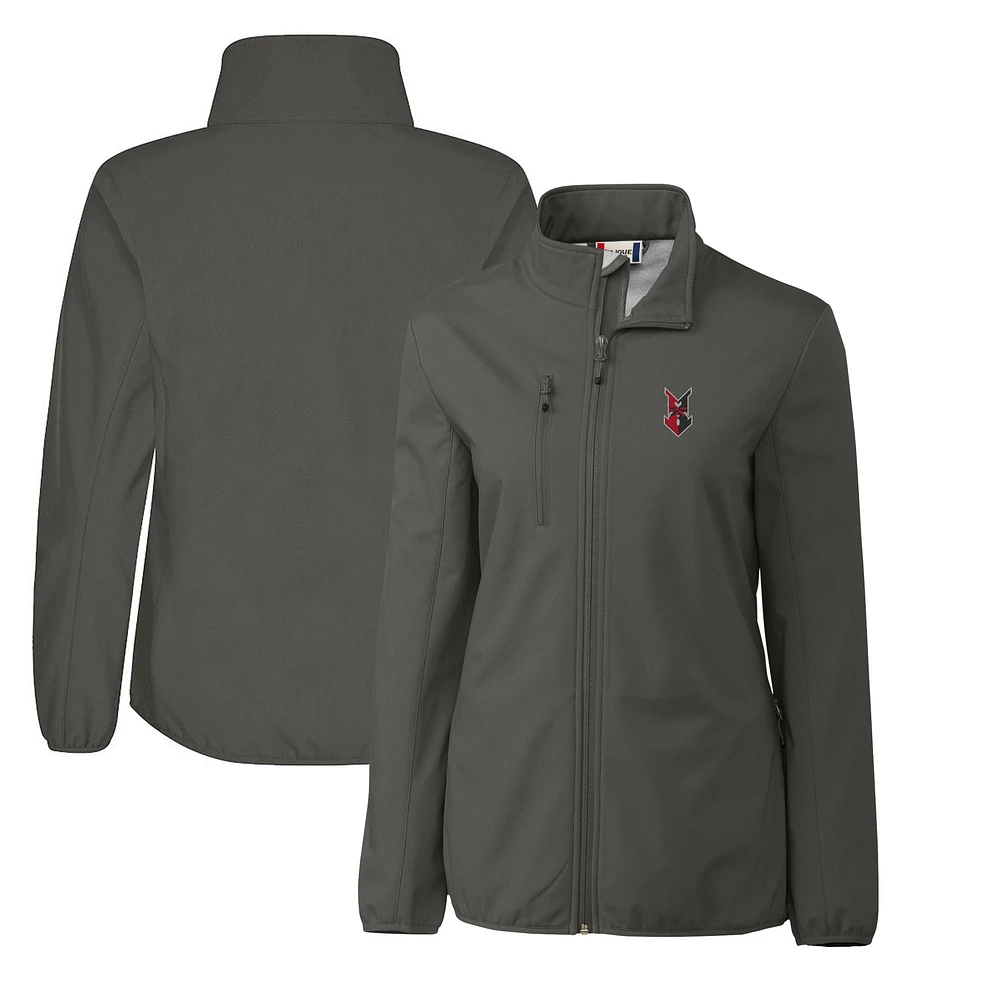 Women's Cutter & Buck Steel Indianapolis Indians Clique Trail Stretch Softshell Full-Zip Jacket