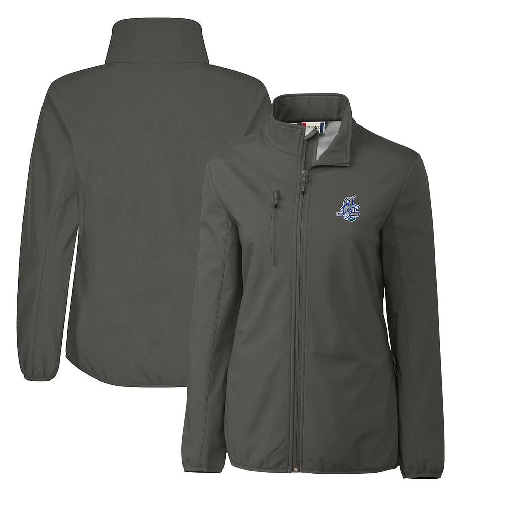 Women's Cutter & Buck Steel Hartford Yard Goats Clique Trail Stretch Softshell Full-Zip Jacket