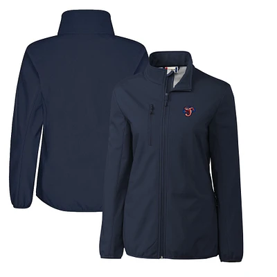 Women's Cutter & Buck Navy Jacksonville Jumbo Shrimp Clique Trail Stretch Softshell Full-Zip Jacket