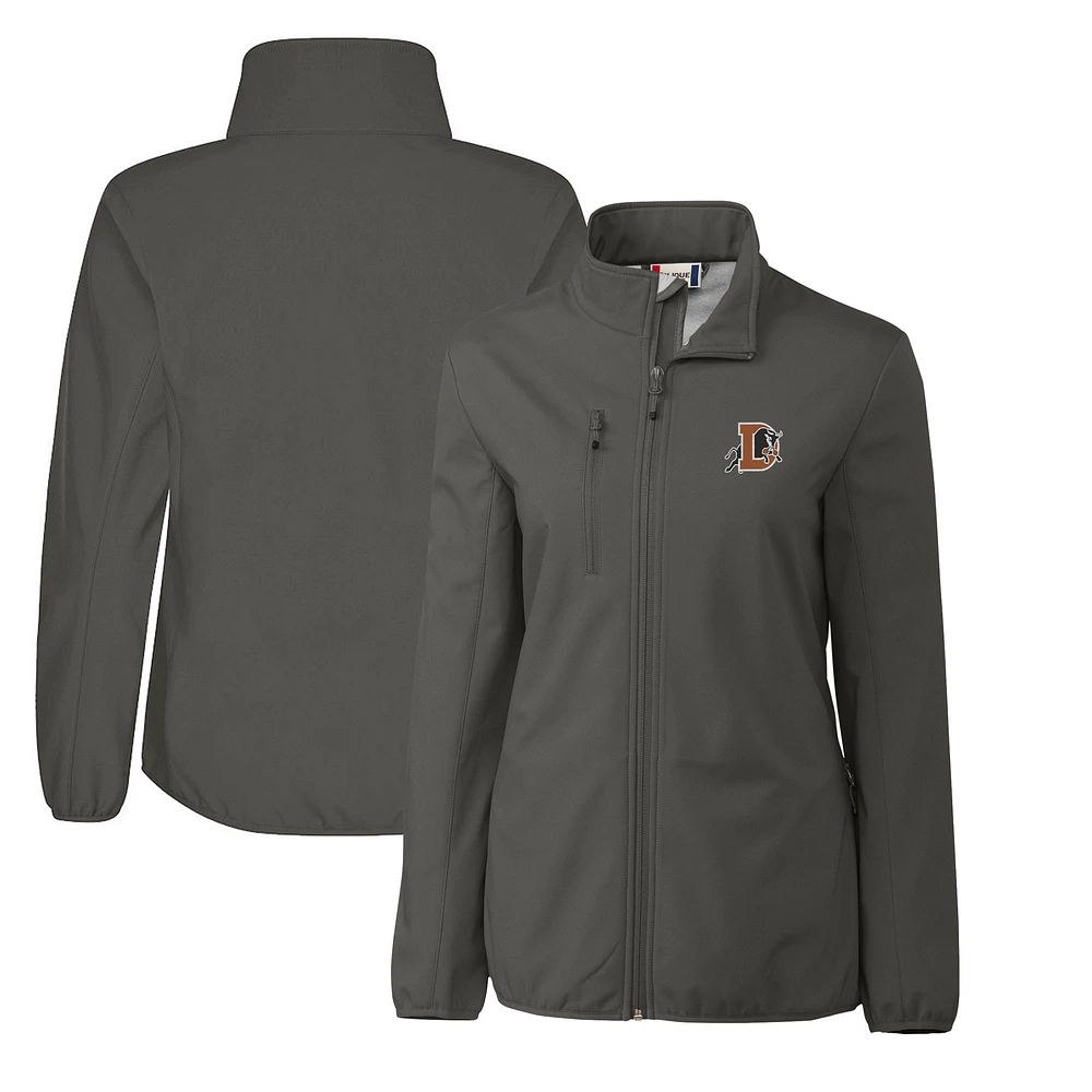 Women's Cutter & Buck Steel Durham Bulls Clique Trail Stretch Softshell Full-Zip Jacket