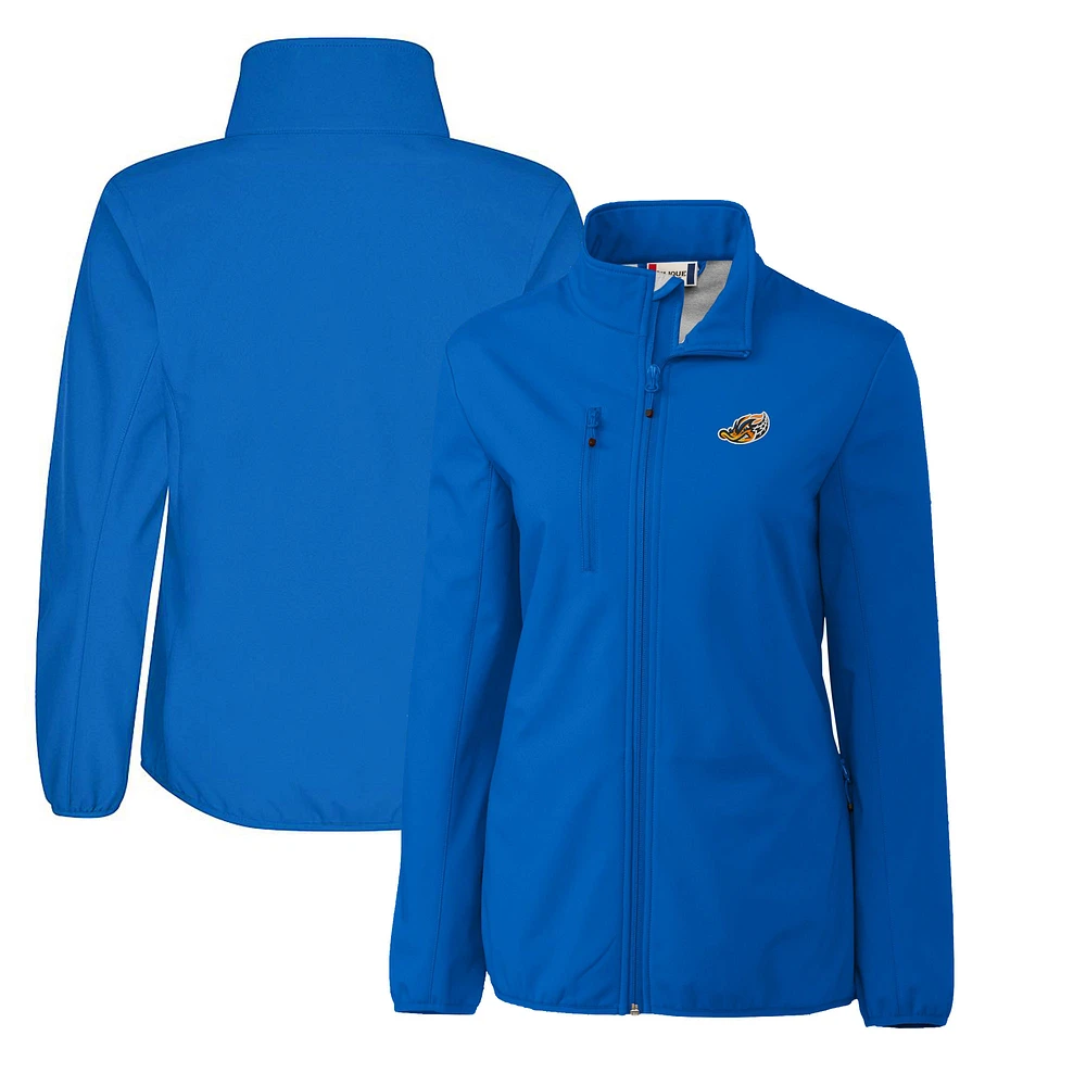 Women's Cutter & Buck Royal Akron RubberDucks Clique Trail Stretch Softshell Full-Zip Jacket