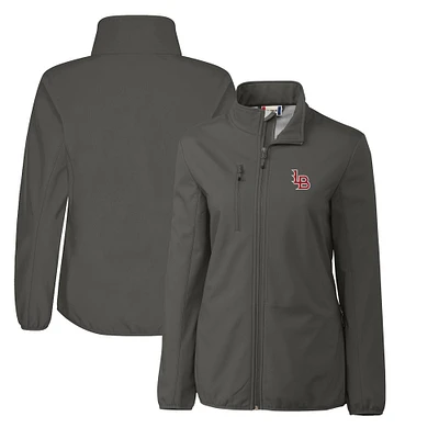 Women's Cutter & Buck Steel Louisville Bats Clique Trail Stretch Softshell Full-Zip Jacket