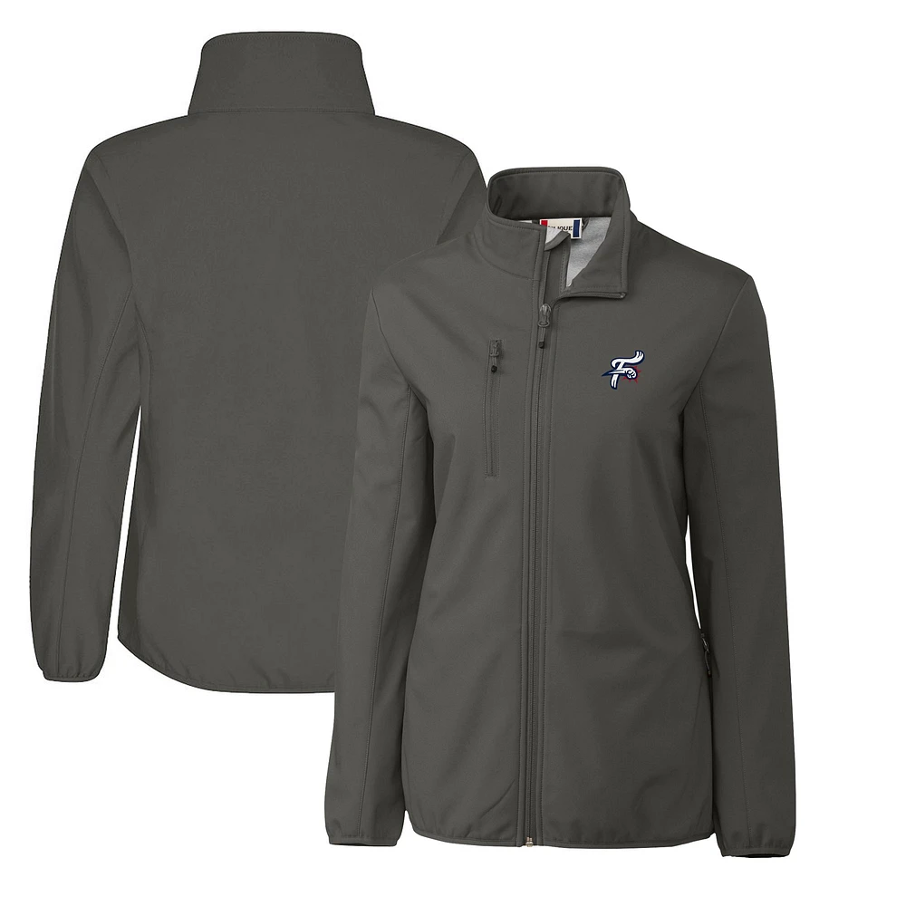 Women's Cutter & Buck Steel Reading Fightin Phils Clique Trail Stretch Softshell Full-Zip Jacket