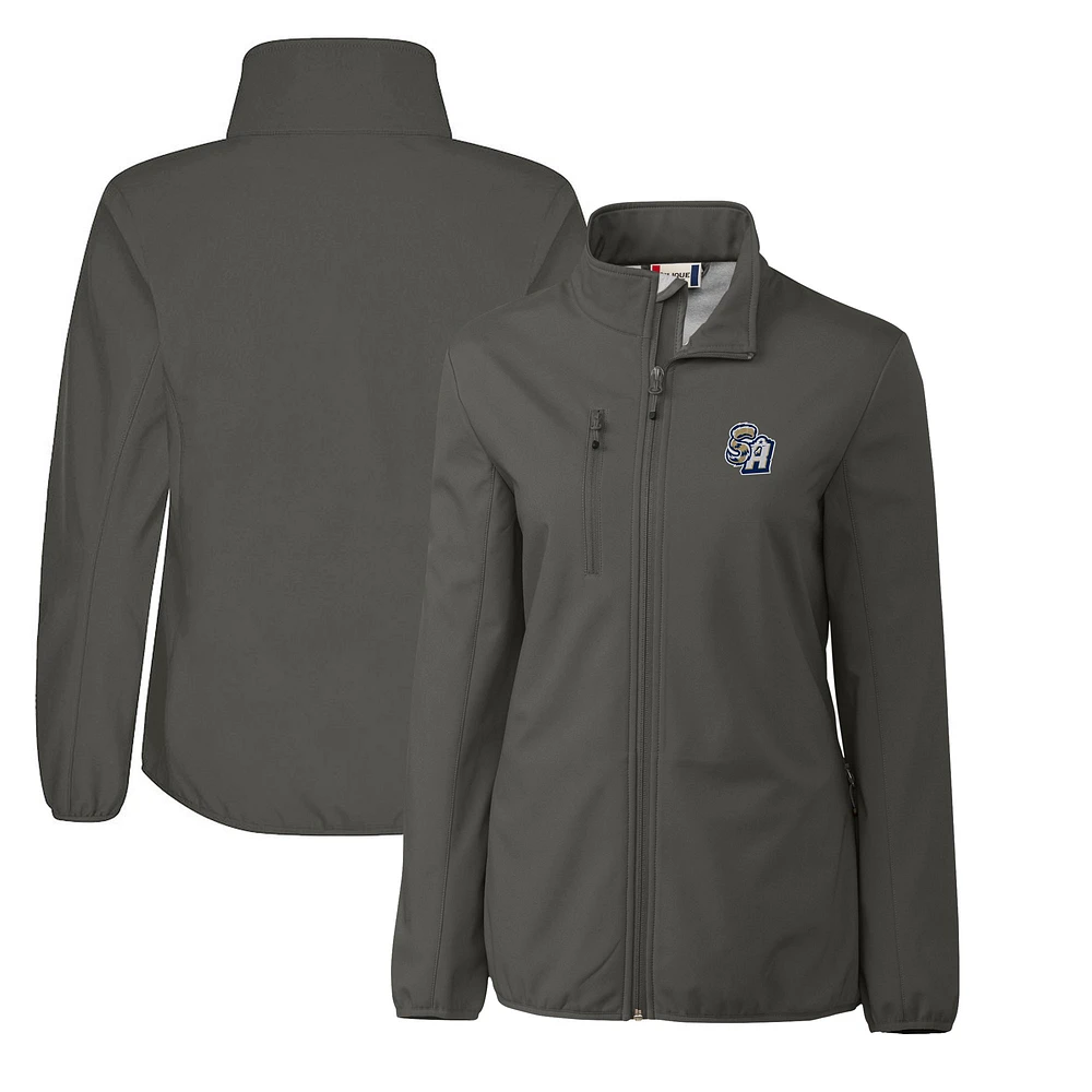 Women's Cutter & Buck Steel San Antonio Missions Clique Trail Stretch Softshell Full-Zip Jacket