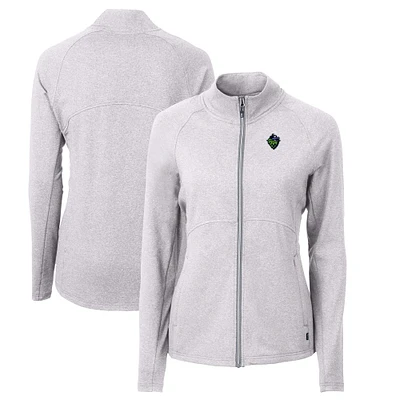 Women's Cutter & Buck Heather Gray Hillsboro Hops Adapt Eco Knit Recycled Full-Zip Jacket