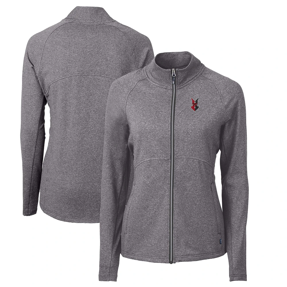 Women's Cutter & Buck Heather Indianapolis Indians Adapt Eco Knit Recycled Full-Zip Jacket