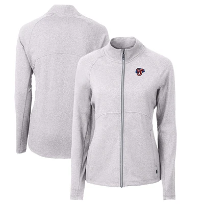Women's Cutter & Buck Heather Gray Jacksonville Jumbo Shrimp Adapt Eco Knit Recycled Full-Zip Jacket