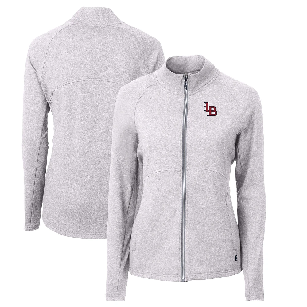 Women's Cutter & Buck Heather Gray Louisville Bats Adapt Eco Knit Recycled Full-Zip Jacket