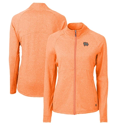 Women's Cutter & Buck Heather Norfolk Tides Adapt Eco Knit Recycled Full-Zip Jacket