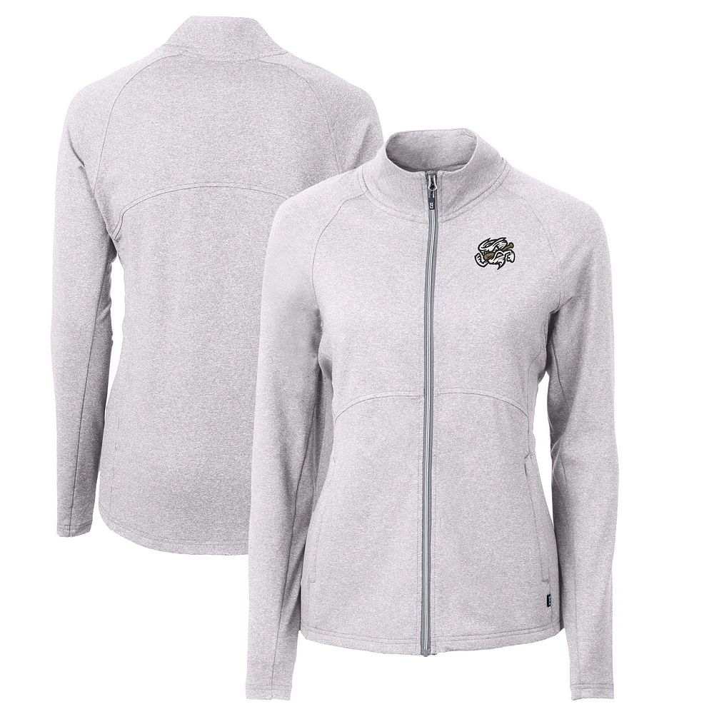 Women's Cutter & Buck Heather Omaha Storm Chasers Adapt Eco Knit Recycled Full-Zip Jacket