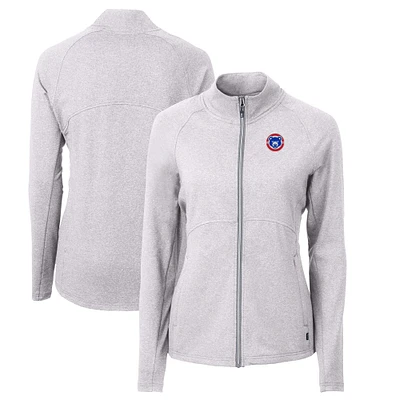 Women's Cutter & Buck Heather Gray South Bend Cubs Adapt Eco Knit Recycled Full-Zip Jacket