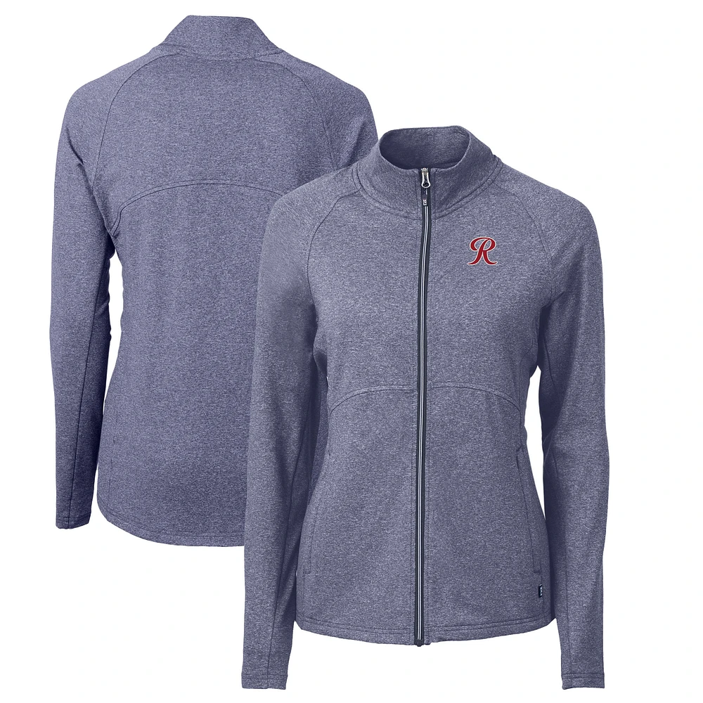 Women's Cutter & Buck Heather Navy Tacoma Rainiers Adapt Eco Knit Recycled Full-Zip Jacket