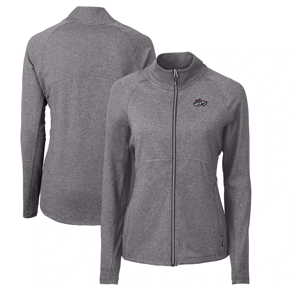 Women's Cutter & Buck Heather Rocket City Trash Pandas Adapt Eco Knit Recycled Full-Zip Jacket