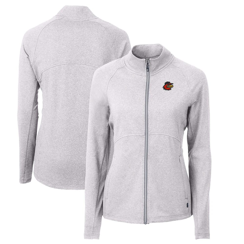 Women's Cutter & Buck Heather Rochester Red Wings Adapt Eco Knit Recycled Full-Zip Jacket