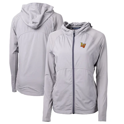 Women's Cutter & Buck Gray Las Vegas Aviators Adapt Eco Knit Hybrid Recycled Raglan Full-Zip Jacket