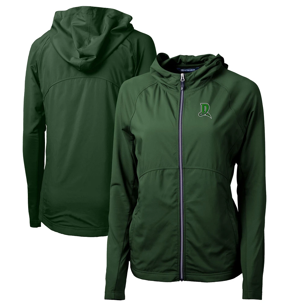 Women's Cutter & Buck Hunter Green Dayton Dragons Adapt Eco Knit Hybrid Recycled Raglan Full-Zip Jacket