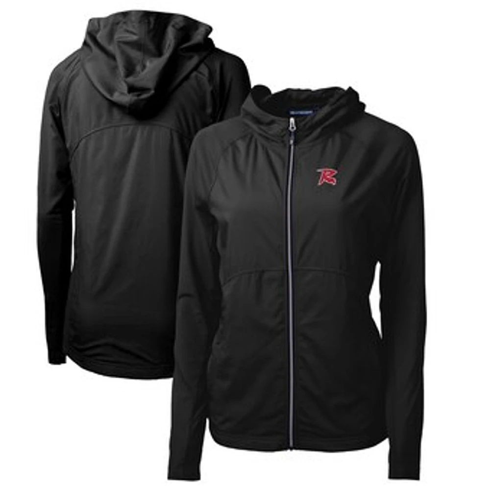 Women's Cutter & Buck Black Richmond Flying Squirrels Adapt Eco Knit Hybrid Recycled Raglan Full-Zip Jacket