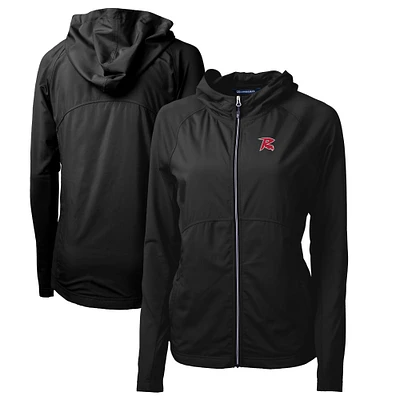 Women's Cutter & Buck Black Richmond Flying Squirrels Adapt Eco Knit Hybrid Recycled Raglan Full-Zip Jacket