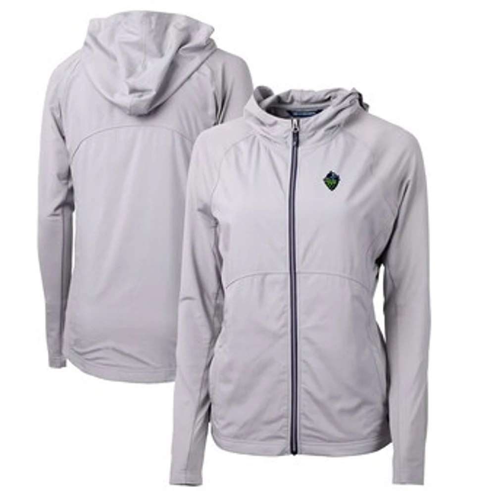 Women's Cutter & Buck Gray Hillsboro Hops Adapt Eco Knit Hybrid Recycled Raglan Full-Zip Jacket