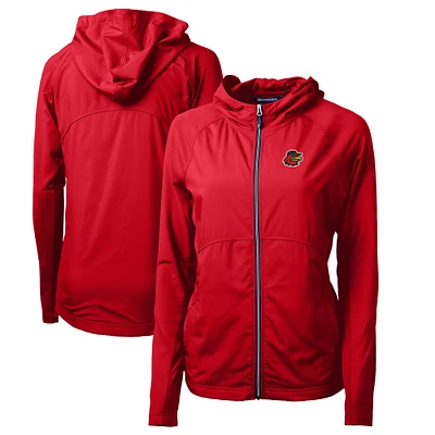 Women's Cutter & Buck Red Rochester Wings Adapt Eco Knit Hybrid Recycled Raglan Full-Zip Jacket