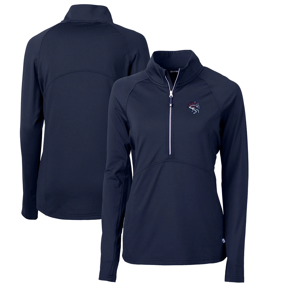 Women's Cutter & Buck Navy Binghamton Rumble Ponies Adapt Eco Knit Stretch Recycled Half-Zip Top