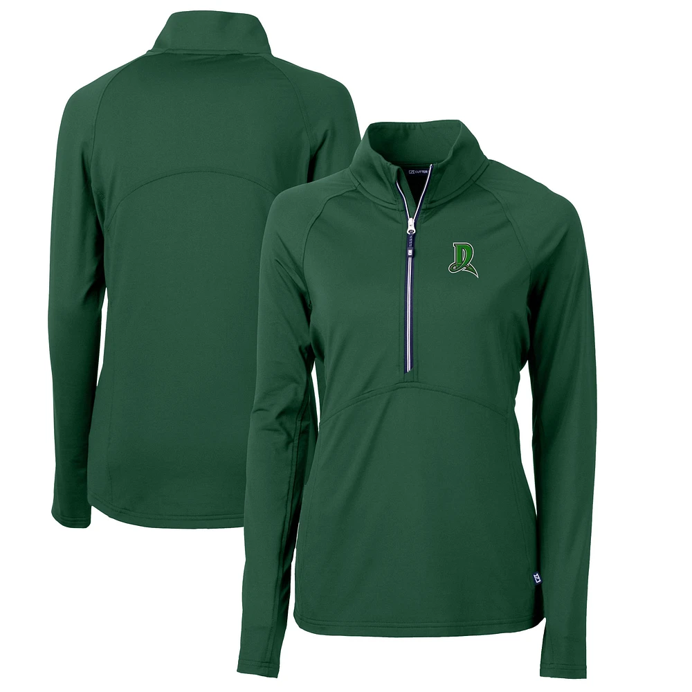 Women's Cutter & Buck Hunter Green Dayton Dragons Adapt Eco Knit Stretch Recycled Half-Zip Top