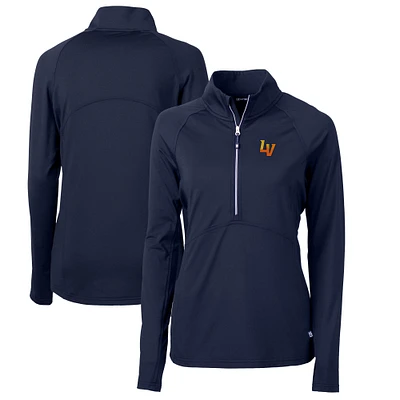 Women's Cutter & Buck Navy Las Vegas Aviators Adapt Eco Knit Stretch Recycled Half-Zip Top