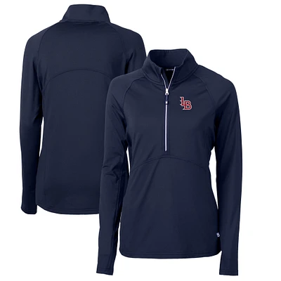 Women's Cutter & Buck Navy Louisville Bats Adapt Eco Knit Stretch Recycled Half-Zip Top