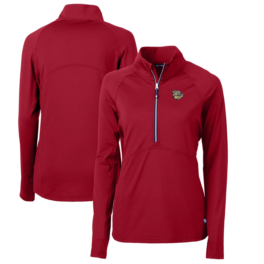 Women's Cutter & Buck Lehigh Valley IronPigs Adapt Eco Knit Stretch Recycled Half-Zip Top