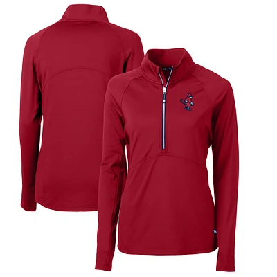 Women's Cutter & Buck Memphis Redbirds Adapt Eco Knit Stretch Recycled Half-Zip Top