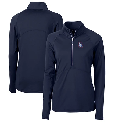 Women's Cutter & Buck Navy New Hampshire Fisher Cats Adapt Eco Knit Stretch Recycled Half-Zip Top