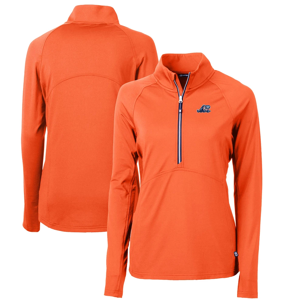 Women's Cutter & Buck West Michigan Whitecaps Adapt Eco Knit Stretch Recycled Half-Zip Top