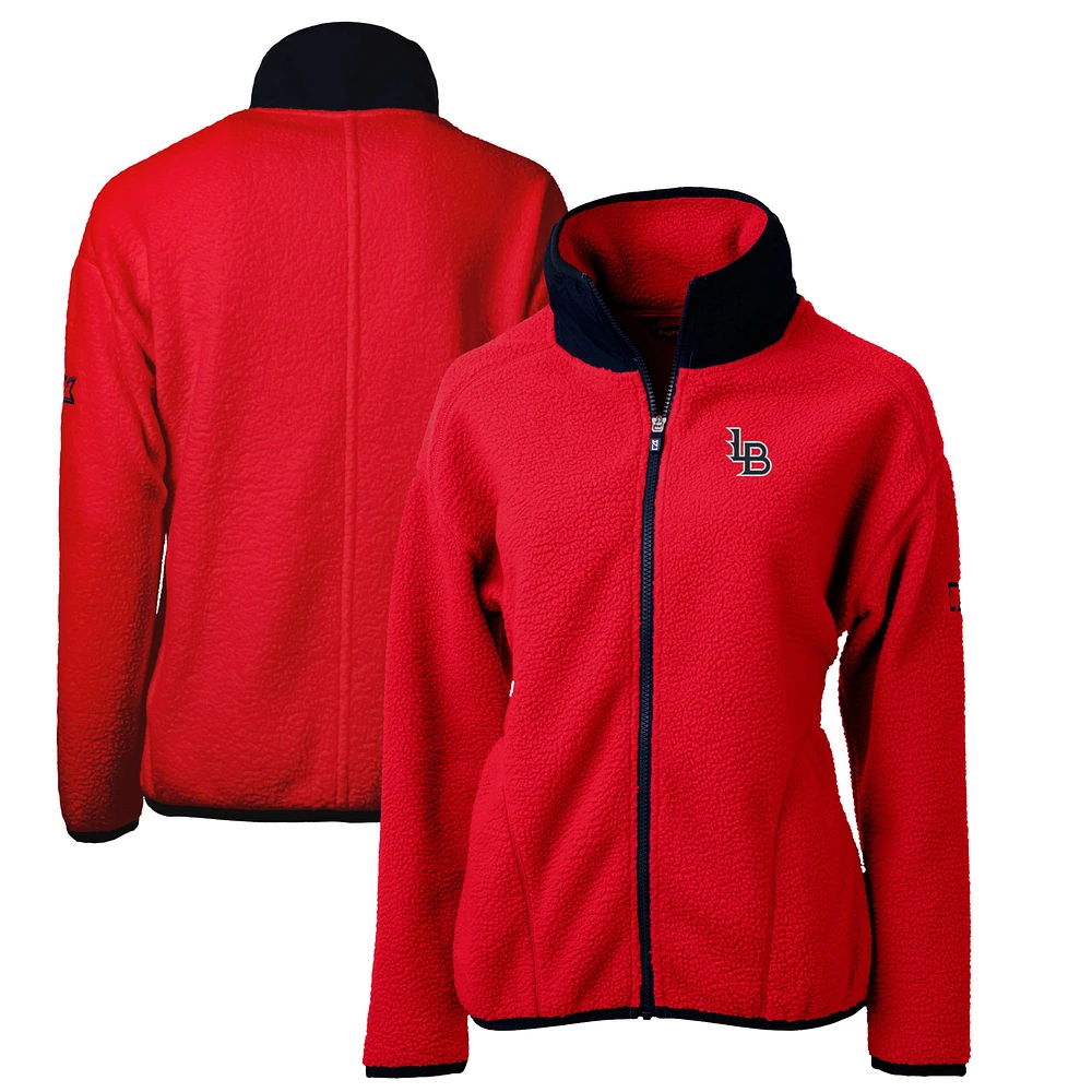 Women's Cutter & Buck Red Louisville Bats Cascade Eco Sherpa Full-Zip Fleece Jacket