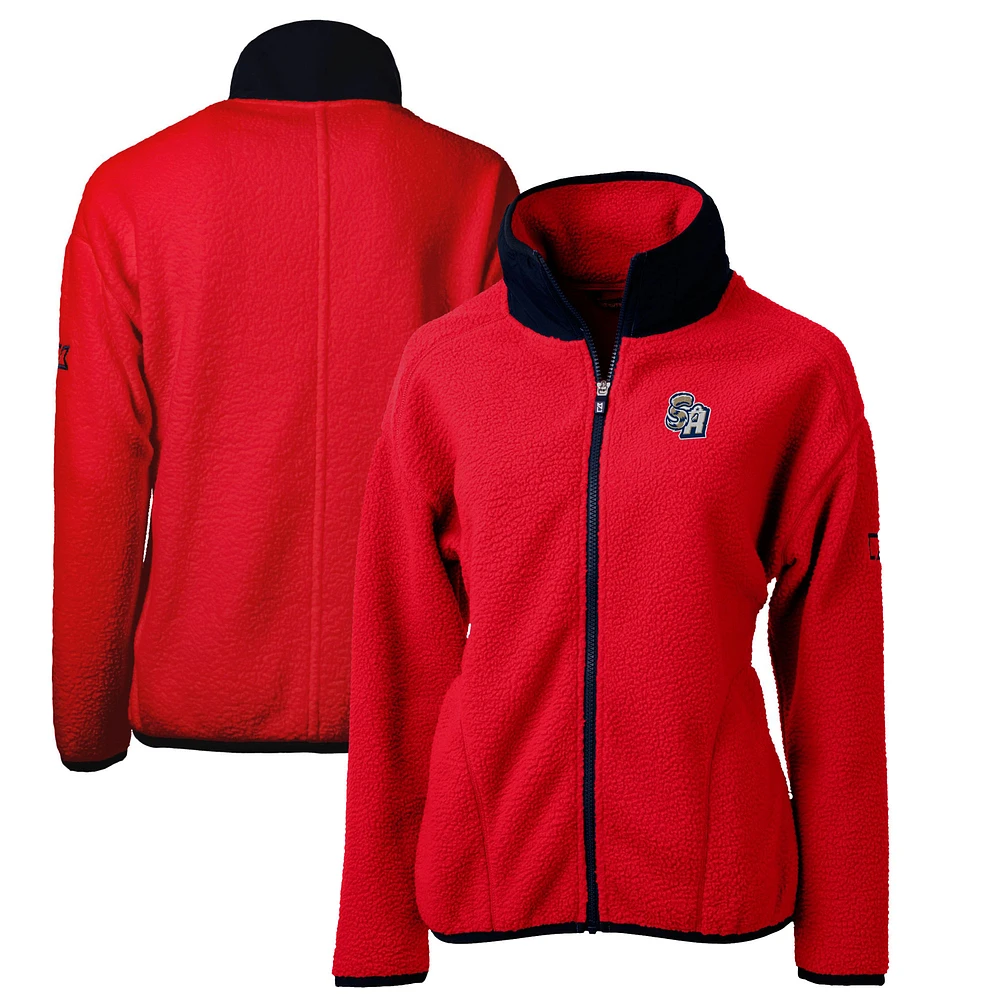 Women's Cutter & Buck Red San Antonio Missions Cascade Eco Sherpa Full-Zip Fleece Jacket