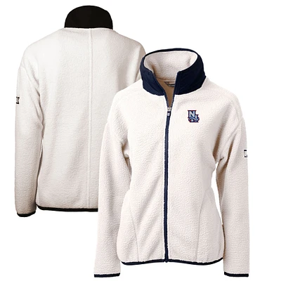 Women's Cutter & Buck Oatmeal New Hampshire Fisher Cats Cascade Eco Sherpa Full-Zip Fleece Jacket