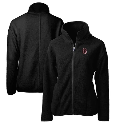 Women's Cutter & Buck Black Birmingham Barons Cascade Eco Sherpa Full-Zip Fleece Jacket
