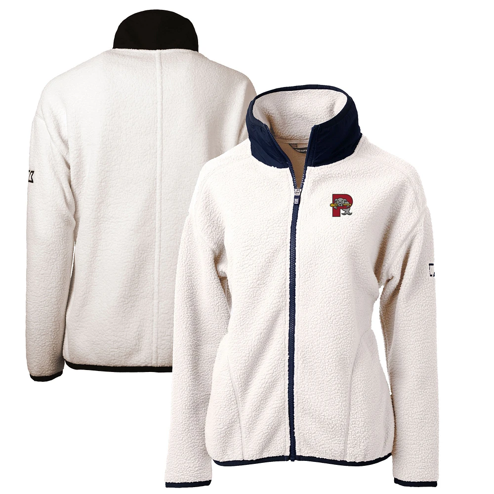 Women's Cutter & Buck Oatmeal Portland Sea Dogs Cascade Eco Sherpa Full-Zip Fleece Jacket
