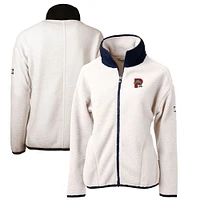 Women's Cutter & Buck Oatmeal Portland Sea Dogs Cascade Eco Sherpa Full-Zip Fleece Jacket