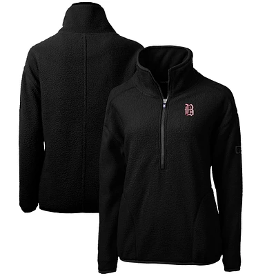 Women's Cutter & Buck Black Birmingham Barons Cascade Eco Sherpa Fleece Half-Zip Jacket