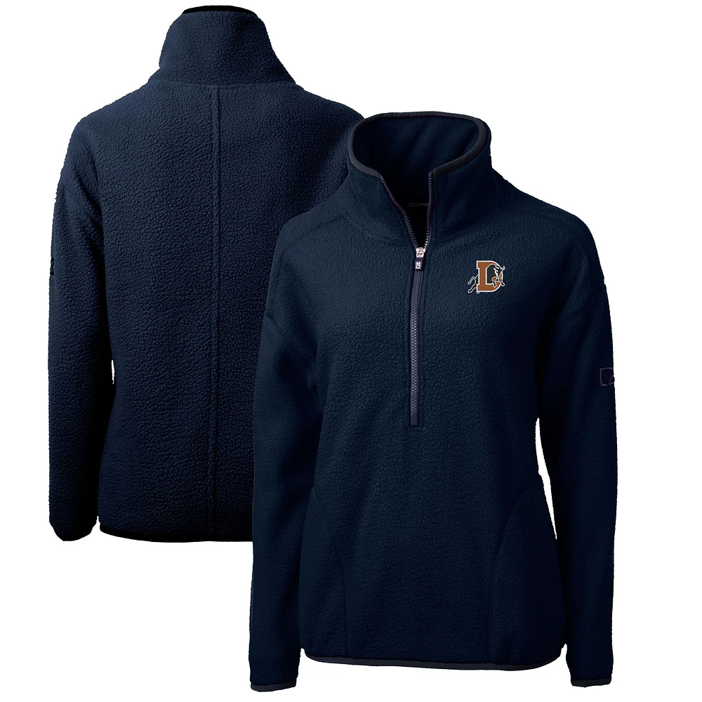 Women's Cutter & Buck Navy Durham Bulls Cascade Eco Sherpa Fleece Half-Zip Jacket
