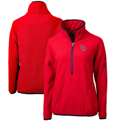 Women's Cutter & Buck Red Louisville Bats Cascade Eco Sherpa Fleece Half-Zip Jacket