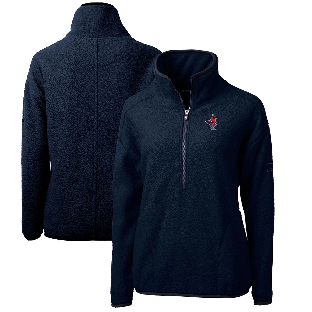 Women's Cutter & Buck Navy Memphis Redbirds Cascade Eco Sherpa Fleece Half-Zip Jacket