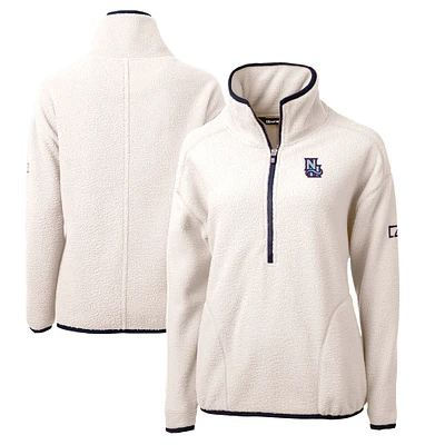 Women's Cutter & Buck Oatmeal New Hampshire Fisher Cats Cascade Eco Sherpa Fleece Half-Zip Jacket